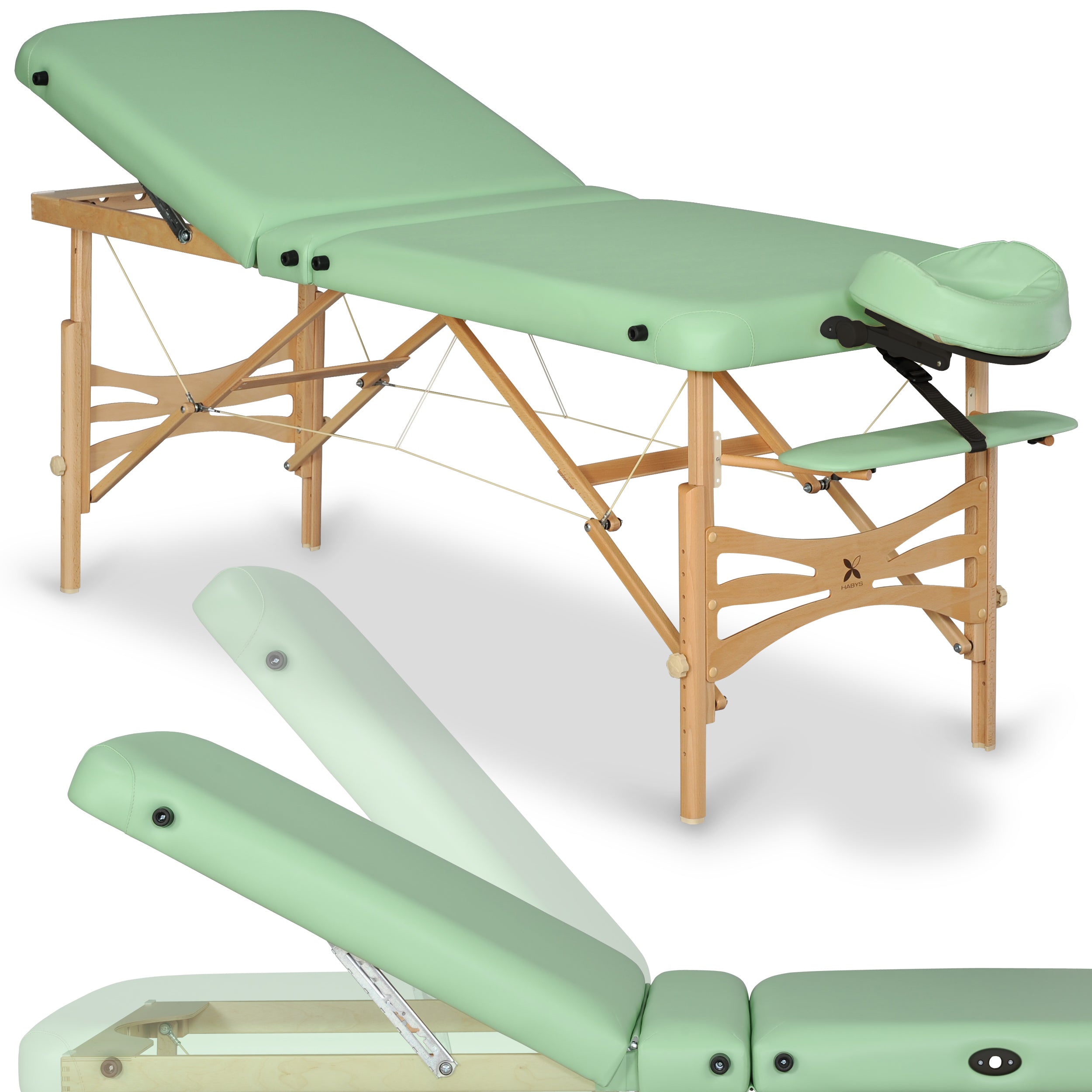 habys-massageliege-panda-plus-klappbar-70-cm-gr-n-kosmetikliege-3-teilig image 1