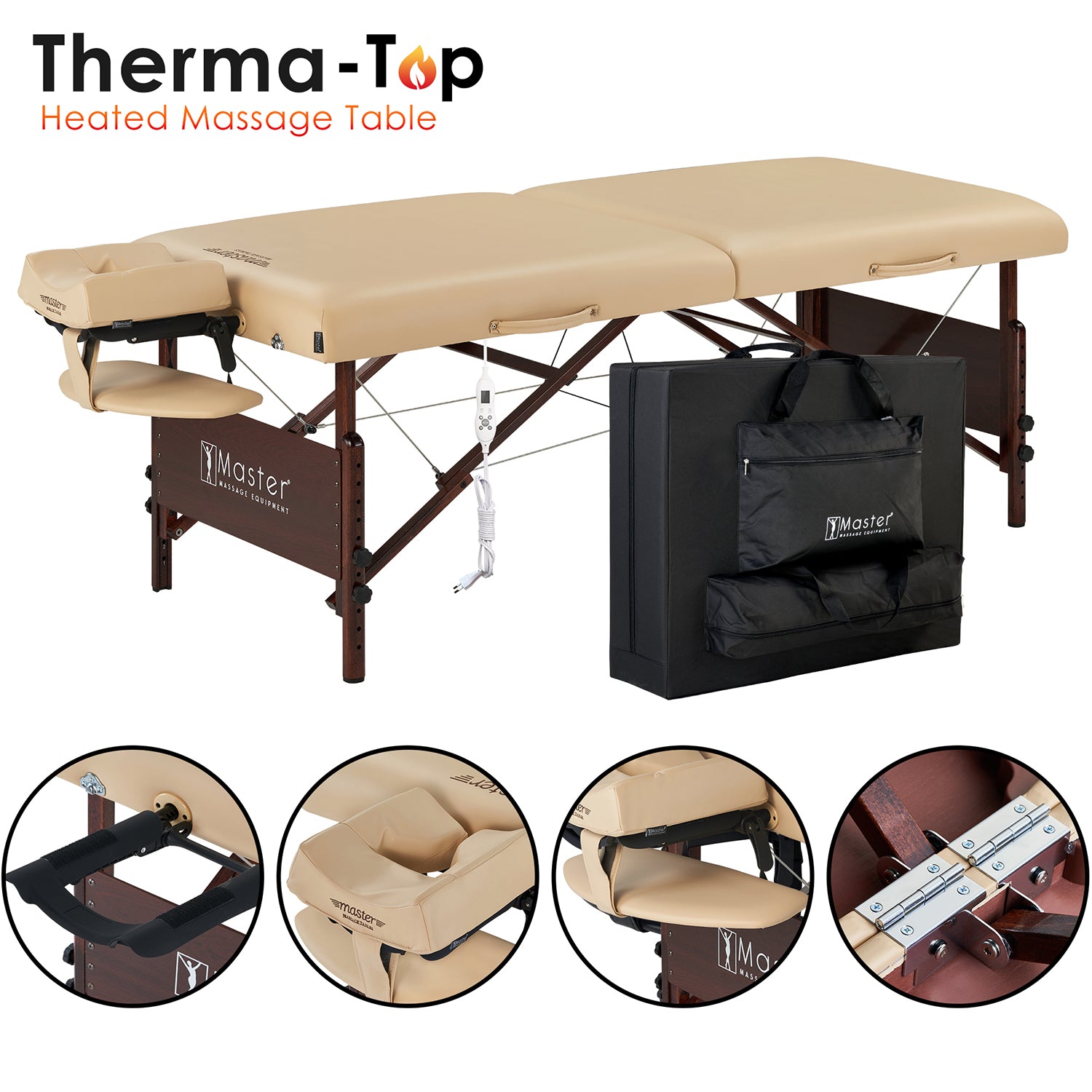 master-massage-del-ray-71cm-mobile-massageliege-mit-therma-top-beheizbar-beige image 2