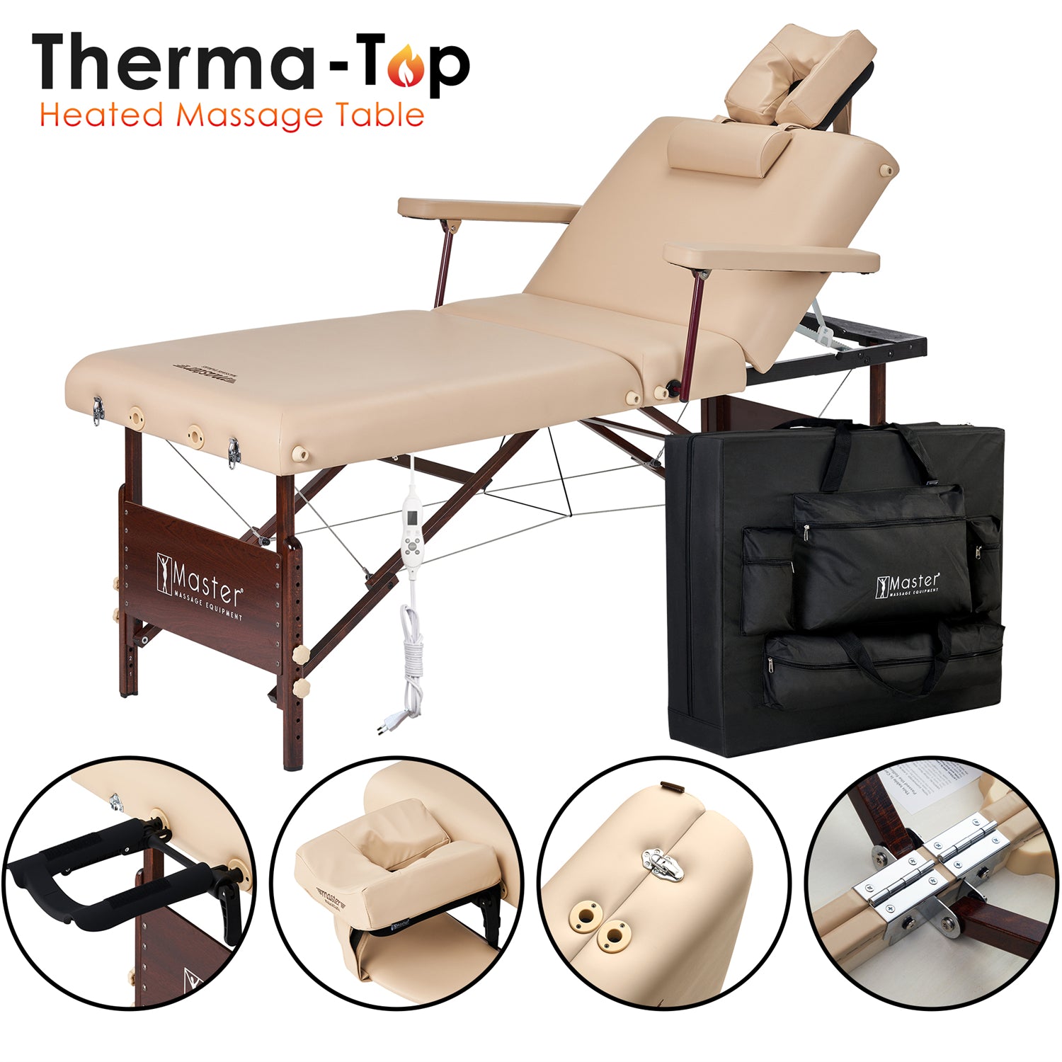 master-massage-del-ray-salon-massageliege-71-cm-mit-therma-top-heizung-beige image 2