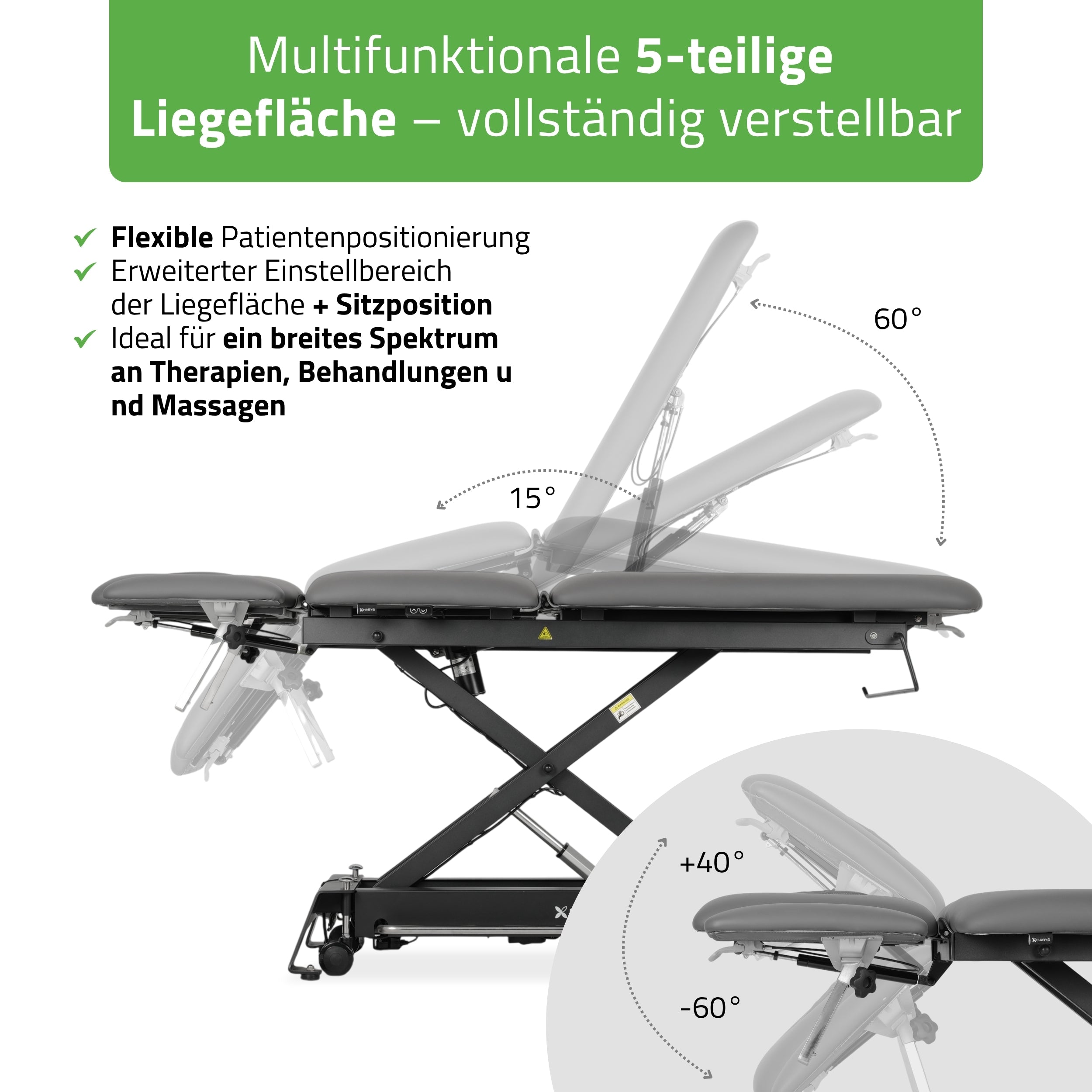 habys-evero-cross-x5-ergo-therapieliege-elektrisch-5-segmente-steuerrahmen-grau- image 4