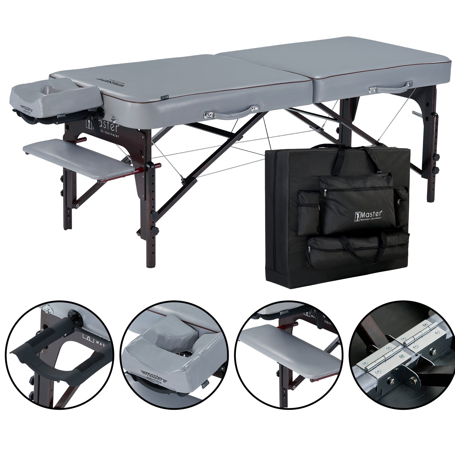 master-massage-71cm-montour-mobile-massageliege-mit-memory-foam-taubengrau image 2
