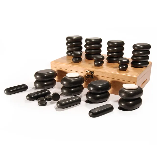 master-massage-40-teiliges-hot-stone-set-basaltsteine-mit-bambuskiste image 1