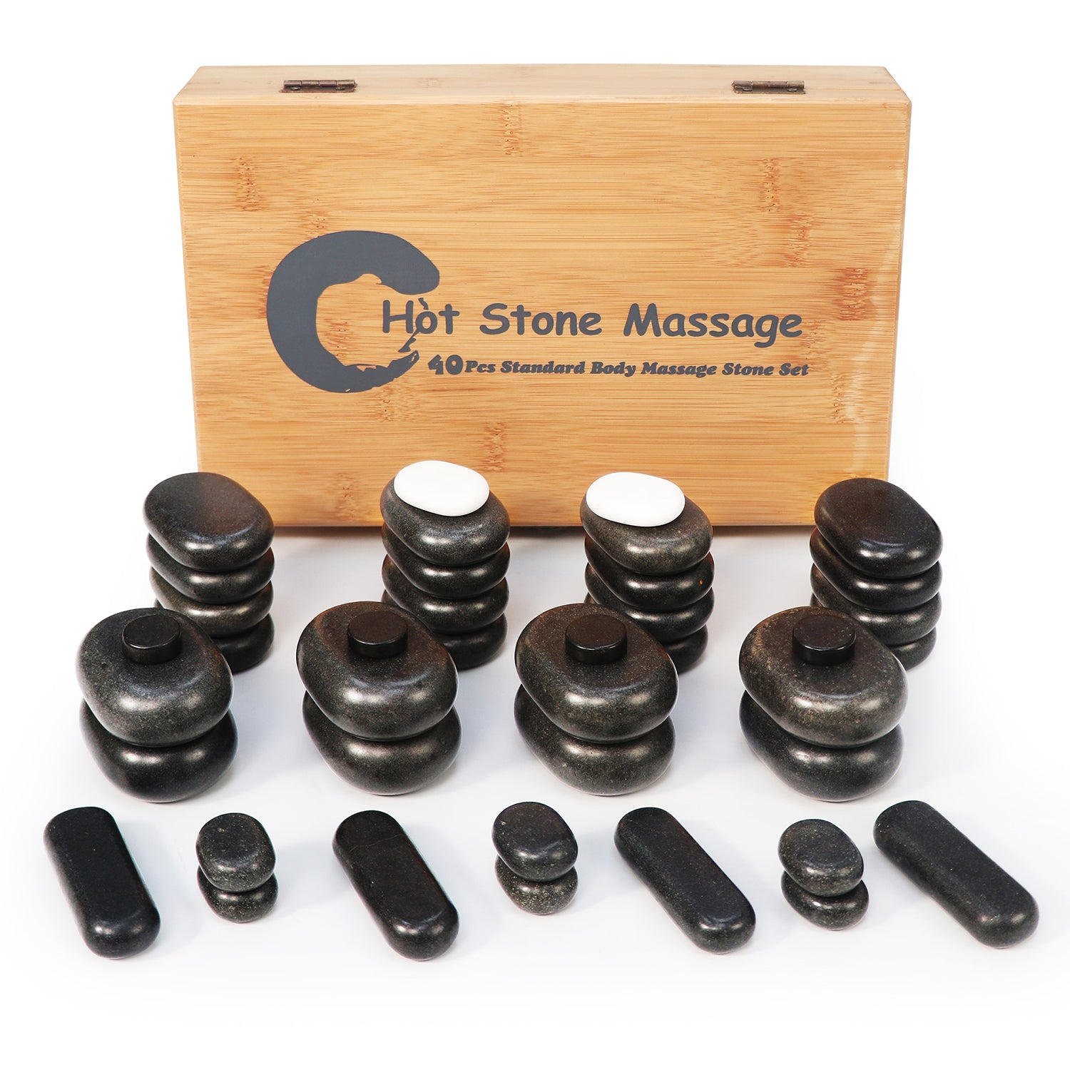 master-massage-40-teiliges-hot-stone-set-basaltsteine-mit-bambuskiste image 2