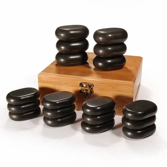 master-massage-hot-stone-set-18-steine-basalt-massagesteine-mit-bambuskiste image 1