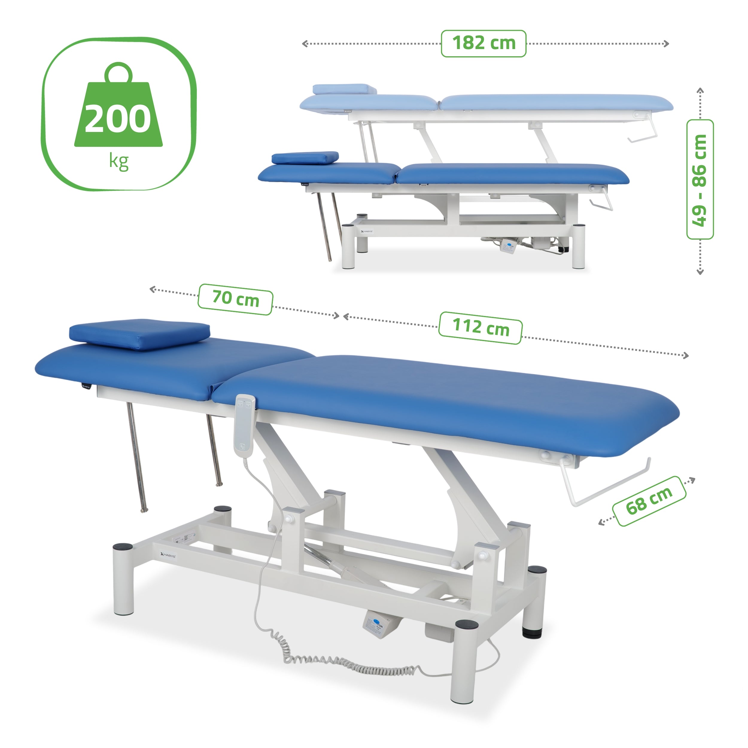habys-massageliege-elektrisch-optima-2-segmente-mit-handfernbedienung image 8