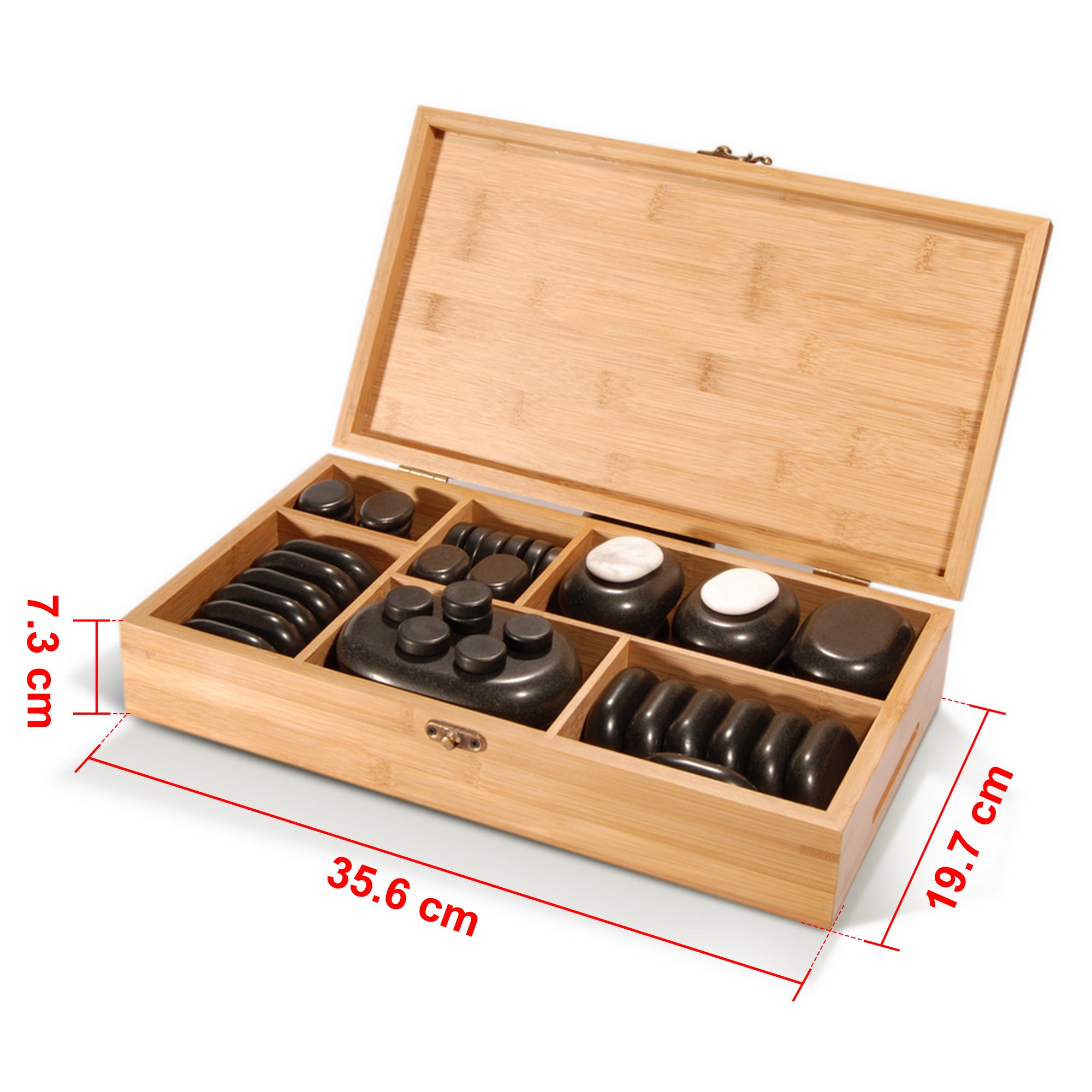 master-massage-hot-stone-luxus-set-50-tlg-basaltsteine-mit-bambuskiste image 4