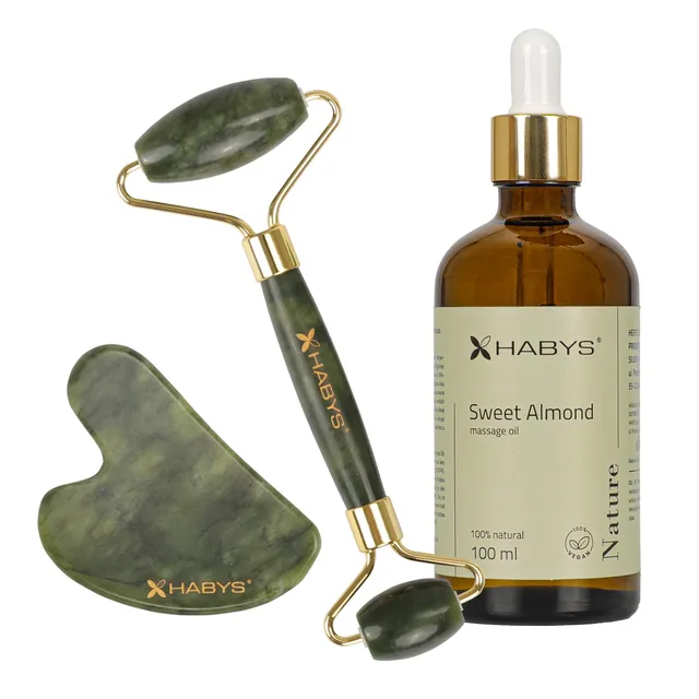 habys-gesichts-massage-set-mit-gua-sha-stein-jade-roller-und-mandel-l-100-ml image 1